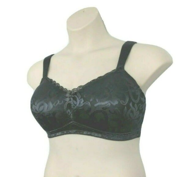 Comfort Choice Womens Jacquard Wireless Bra No Wire Plus Size 42C Black Lace - Picture 6 of 9